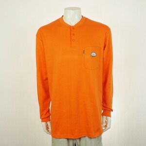 New Rasco FR Henley Tee Shirt Mens Sz XL Orange Flame Resistant Work Workwear